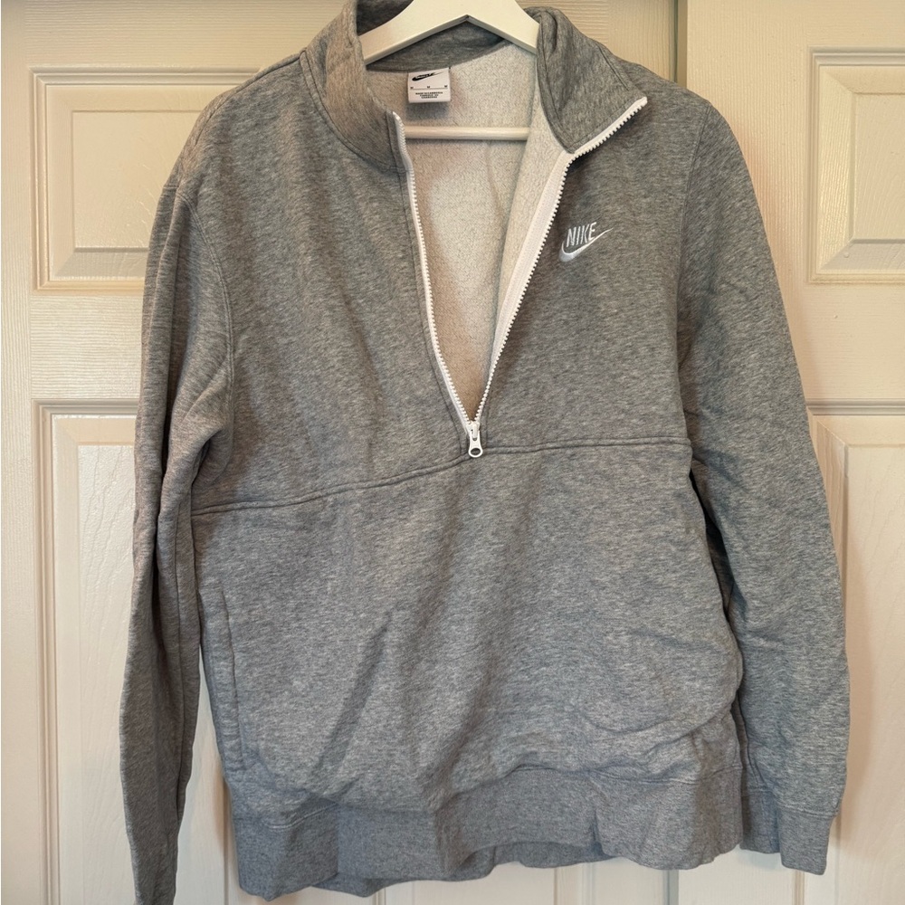 Nike Gray Zip Up Sweater with Athletic Fit